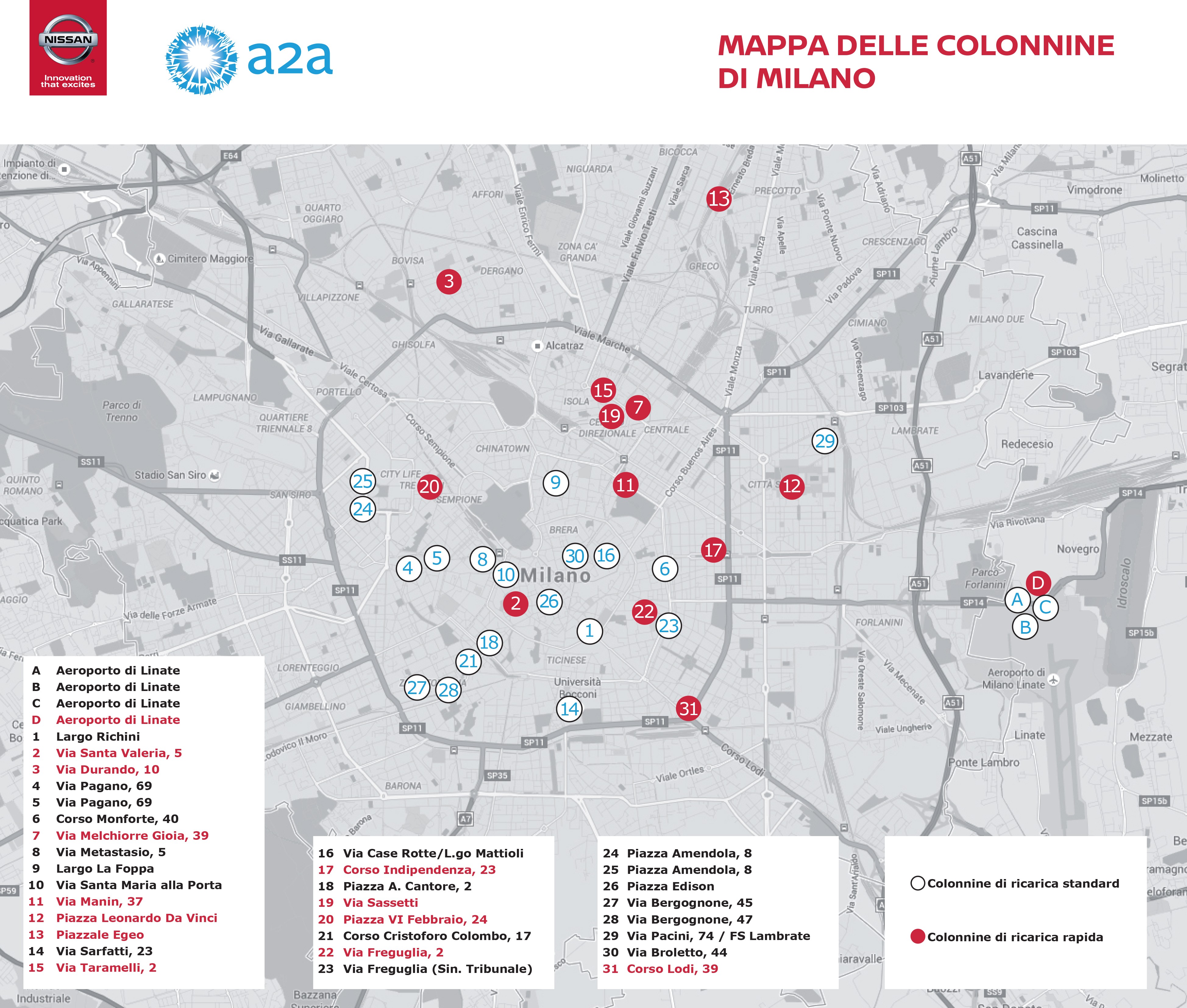 Mappa colonnine Nissan
