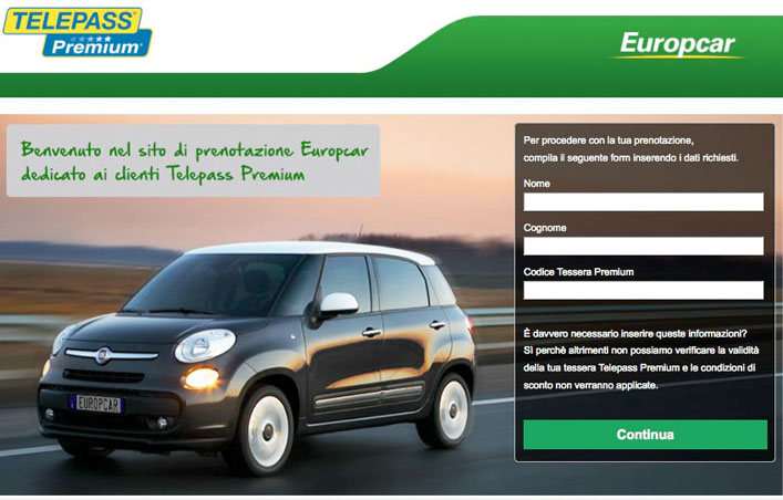 Telepass e Europcar
