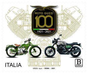 Moto Guzzi: emesso il francobollo celebrativo dei 100 anni Twin Fleet