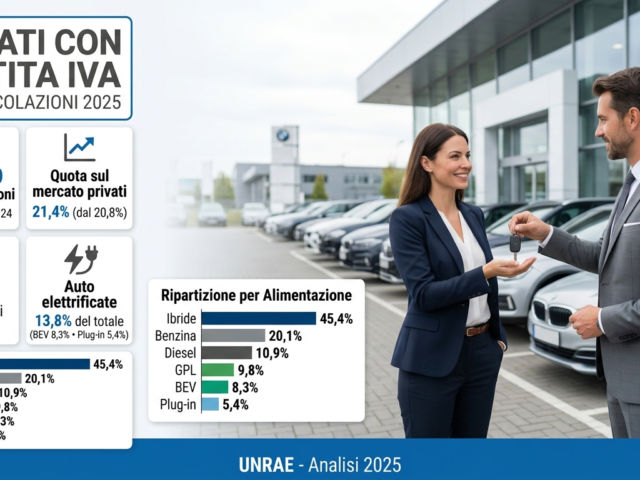 Auto 2025: calano le immatricolazioni delle partite IVA Auto 2025