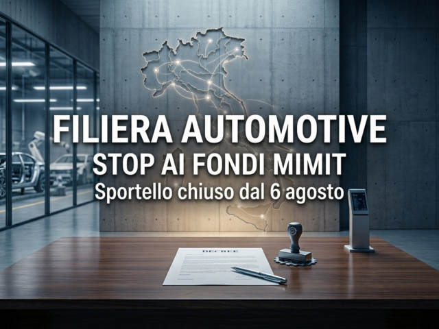 Filiera auto agosto: il Mimit chiude lo sportello sviluppo Filiera auto agosto